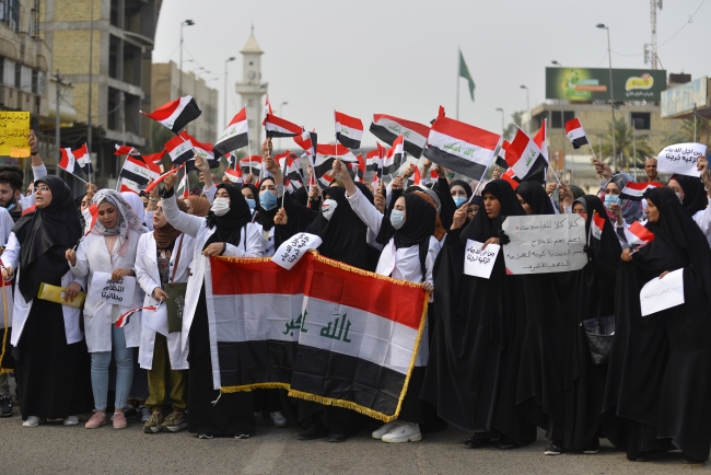 Irak'ta cuma gününden beri gösteriler düzenleniyor. Fotoğraf: AFP