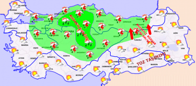 Kuvvetli yağış ve fırtına uyarısı