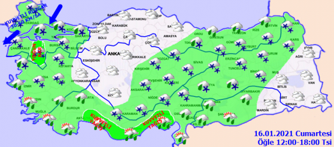 12 ilde karla karışık yağmur ve kar bekleniyor