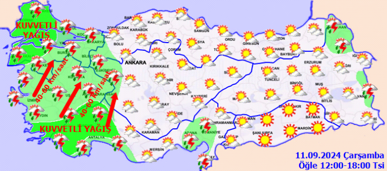 3 il için "sarı" uyarı: Kuvvetli yağışa dikkat