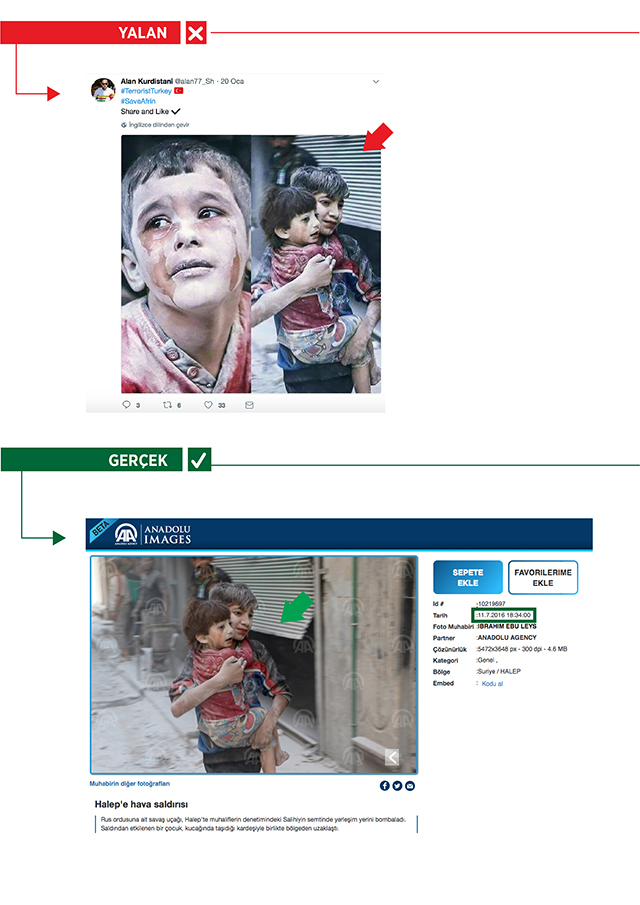 Terör örgütü yandaşları Anadolu Ajansı'nın ödüllü fotoğrafını da yalanlarına alet etti