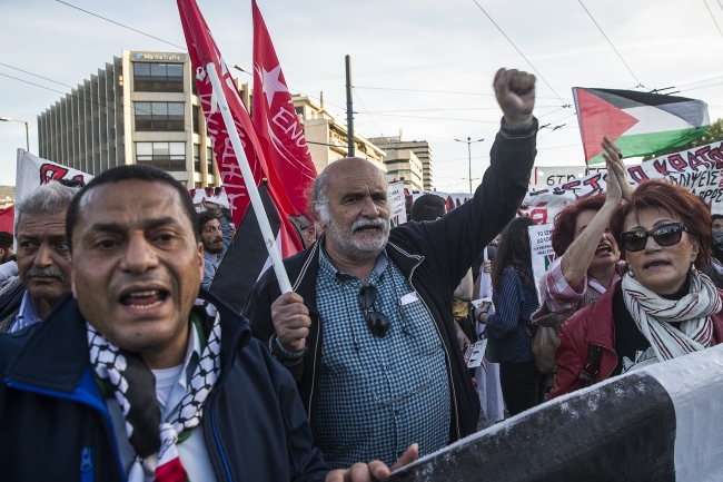 Yunanistan'da göstericiler Filistin için sokağa çıktı