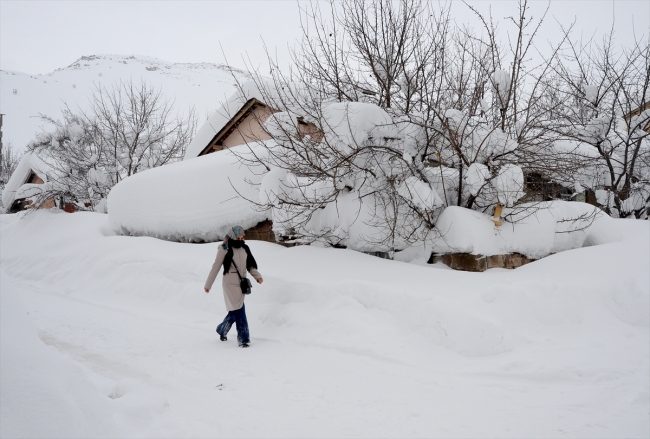 Bitlis'te tek katlı evler kara gömüldü