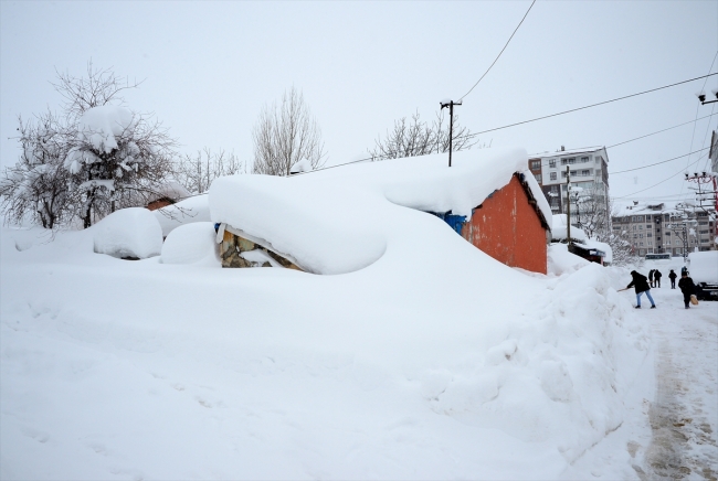 Bitlis'te tek katlı evler kara gömüldü