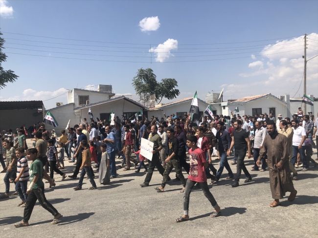 Tel Rıfatlılar YPG/PKK ve Esed rejimini protesto etti