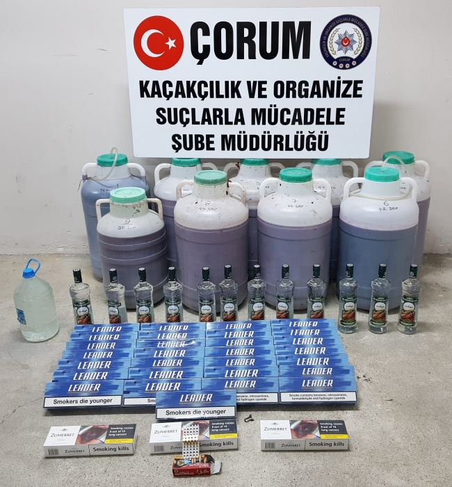 Çorum'da 1,2 ton sahte içki ele geçirildi