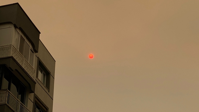 Orman yangınlarının dumanı İzmir'de gözyüzünü kapladı