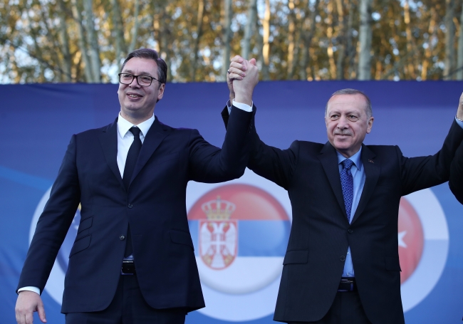 Sırbistan Cumhurbaşkanı Vucic ile Cumhurbaşkanı Erdoğan. Fotoğraf: AA 