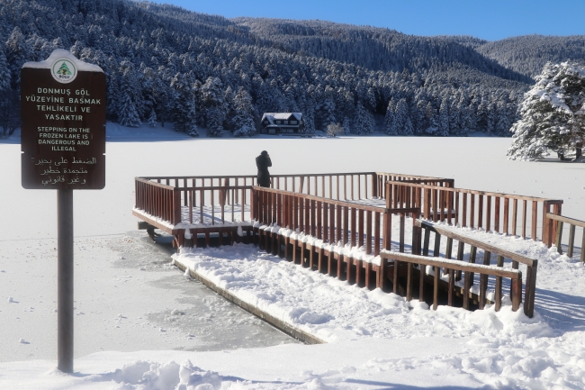 Bolu'nun incisi Gölcük Tabiat Parkı'ndaki göl buz tuttu