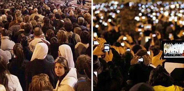 2005 ve 2013'te Vatikan'da düzenlenen törenlerde çekilen bu iki ayrı kare pek çok şeyi anlatıyor...