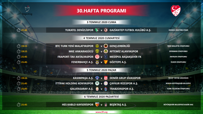 Süper Lig'in 5 haftalık programı açıklandı