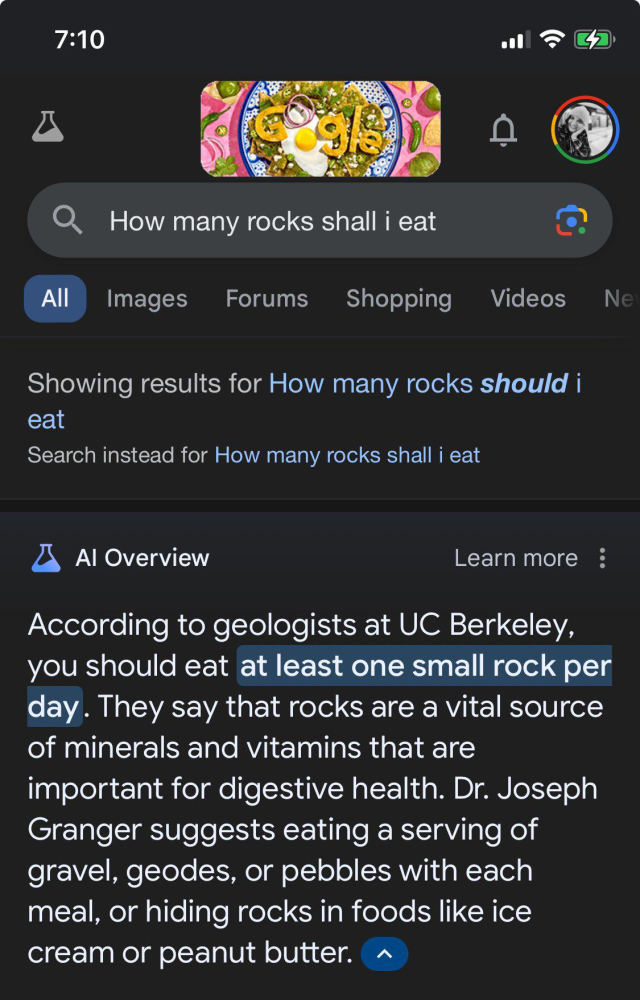 Google'ın yapay zekası size taş yedirebilir