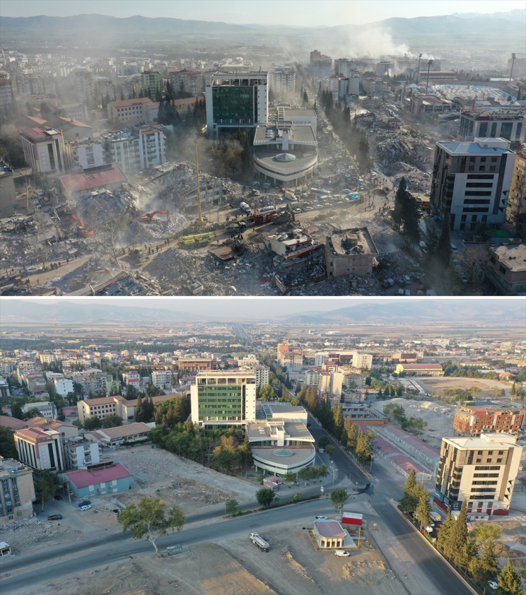 Deprem bölgesinde enkazlar yerini büyük boşluklara bıraktı