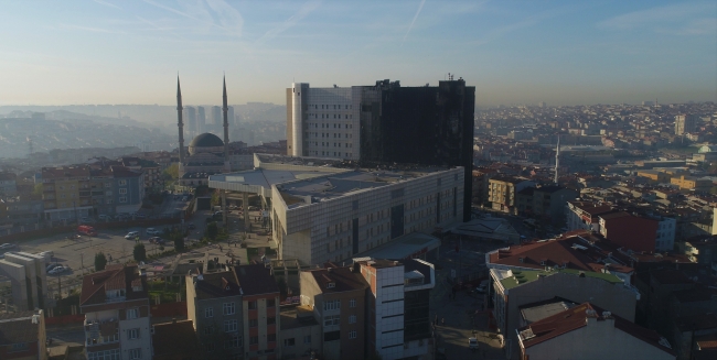 Taksim Eğitim ve Araştırma Hastanesi yangın sonrası havadan görüntülendi