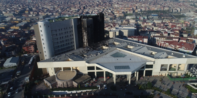 Taksim Eğitim ve Araştırma Hastanesi yangın sonrası havadan görüntülendi