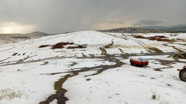 Yozgat'ta dolu etkili oldu: Sokaklarda dolu yığınları oluştu