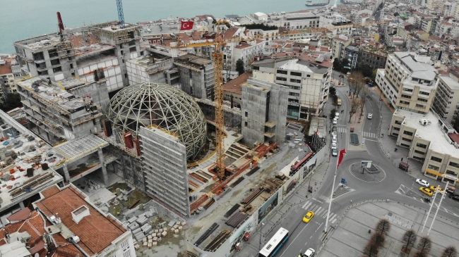 Taksim’de AKM’nin oditoryumu havadan görüntülendi