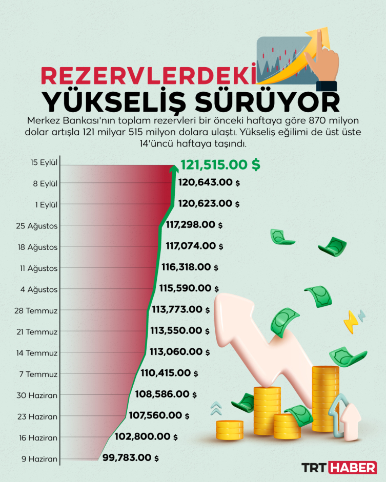 Merkez Bankası rezervlerindeki yükseliş sürüyor