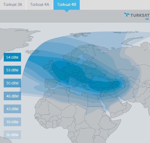 Türksat 4B'nin kapsama alanı çok farklı coğrafyalarda operasyon imkanı tanıyor.