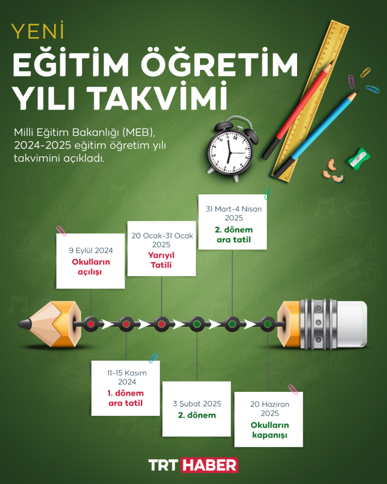 Yeni eğitim öğretim yılı takvimi açıklandı