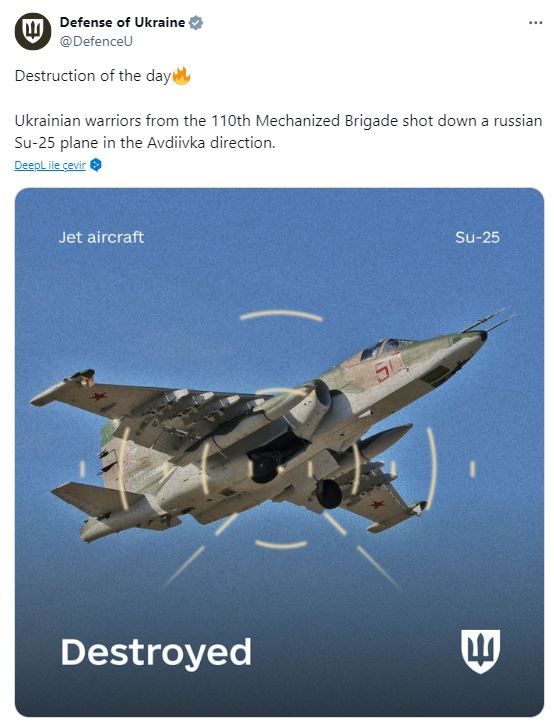 Zelenskiy: Rusya’ya ait Su-25 uçağı düşürüldü