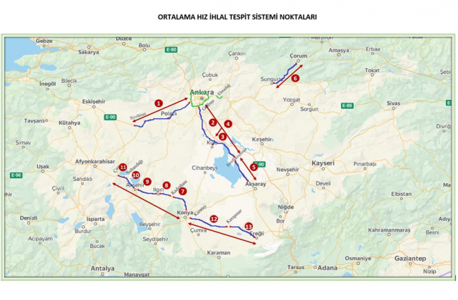 EGM: 6 ilde 26 "Ortalama Hız İhlal Tespit Sistemi" kuruldu