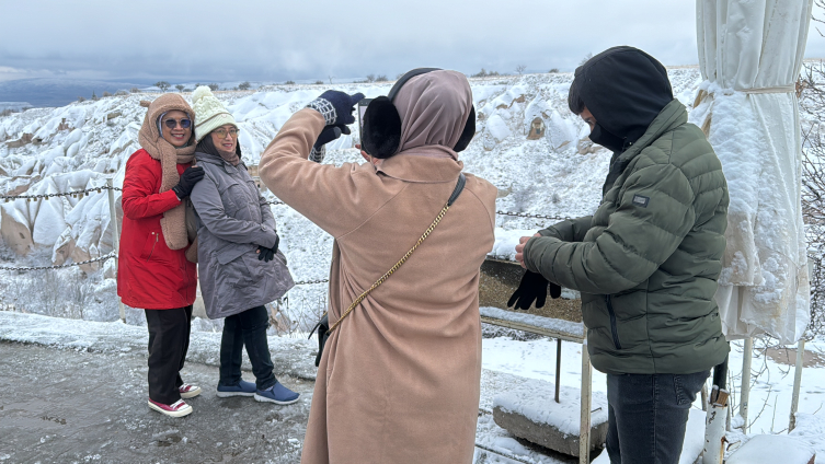 Kapadokya'ya kar güzelliği