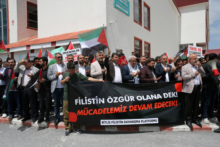 İsrail'in Gazze'ye yönelik saldırıları Bitlis'te protesto edildi