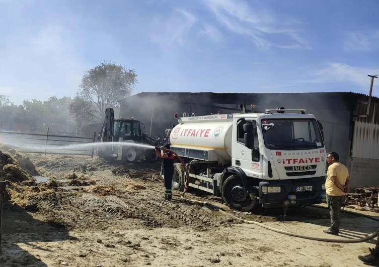 Edirne'de çiftlikte çıkan yangın söndürüldü