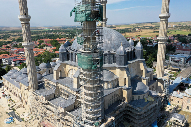 Selimiye'nin minarelerindeki restorasyon tamamlandı