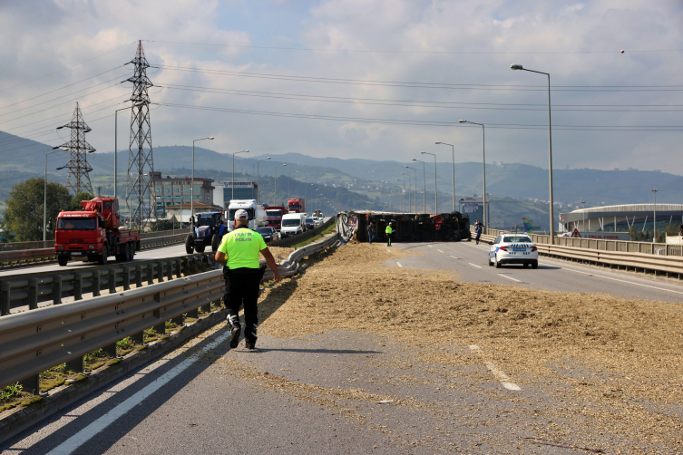 Arı sokması kazaya neden oldu: Devrilen tır 50 metre sürüklendi