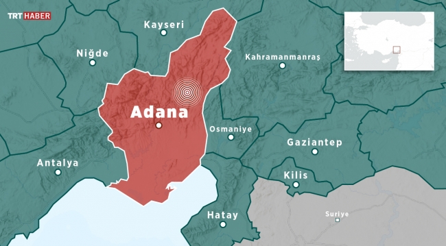 Adana'da 4 büyüklüğünde deprem