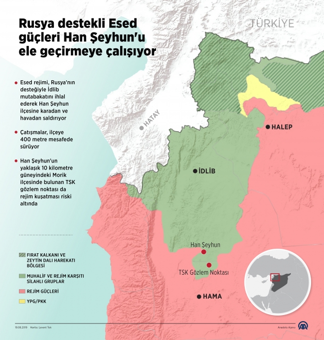 AA: Esed, Rusya'nın desteğiyle Han Şeyhun'u ele geçirdi