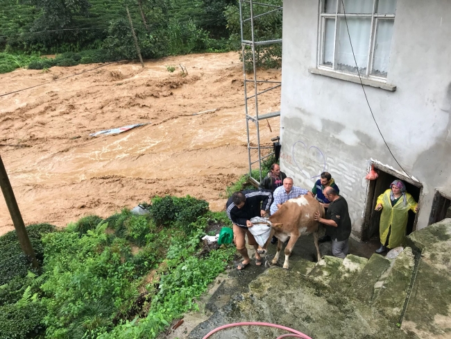 Rize'de şiddetli yağış taşkınlara neden oldu