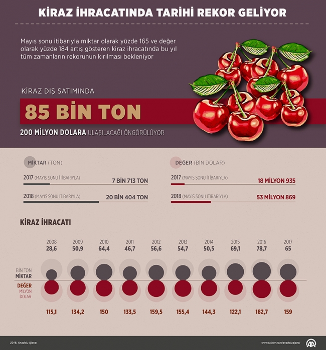 Kiraz ihracatı rekor kıracak