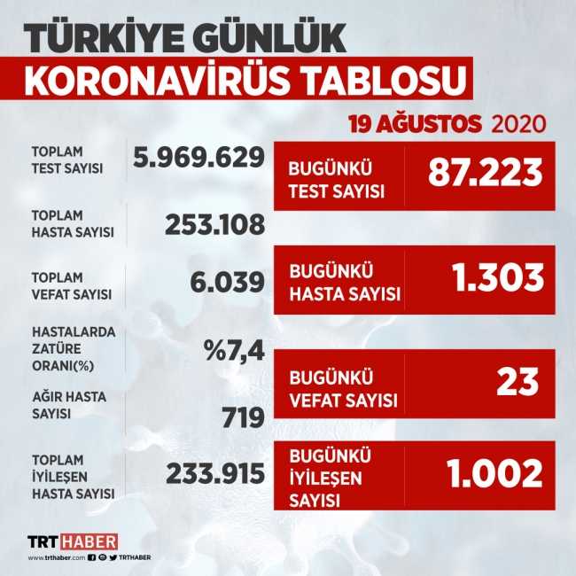 Türkiye'de iyileşenlerin sayısı 233 bin 915'e yükseldi