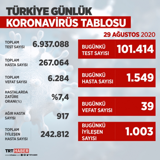 Türkiye'de iyileşenlerin sayısı 242 bin 812'ye yükseldi