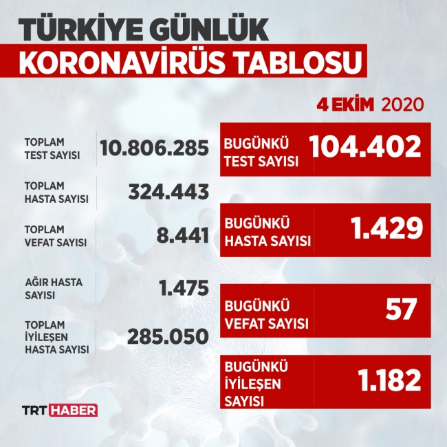 Türkiye'de iyileşenlerin sayısı 285 bin 50'ye yükseldi