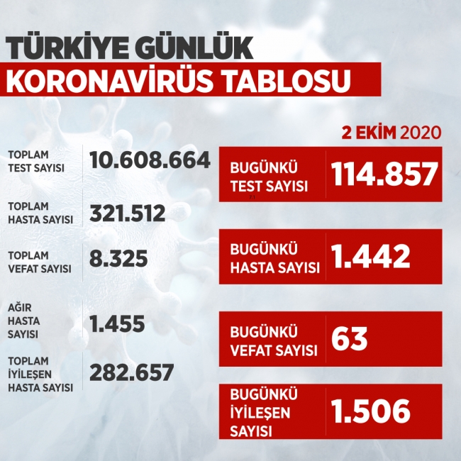 Türkiye'de iyileşenlerin sayısı 282 bin 657'ye yükseldi