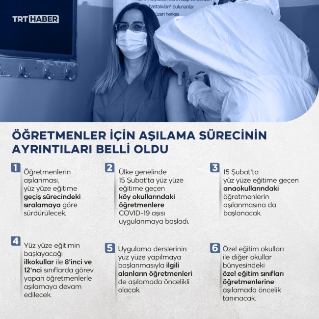 Öğretmenler için aşılama sürecinin ayrıntıları belli oldu