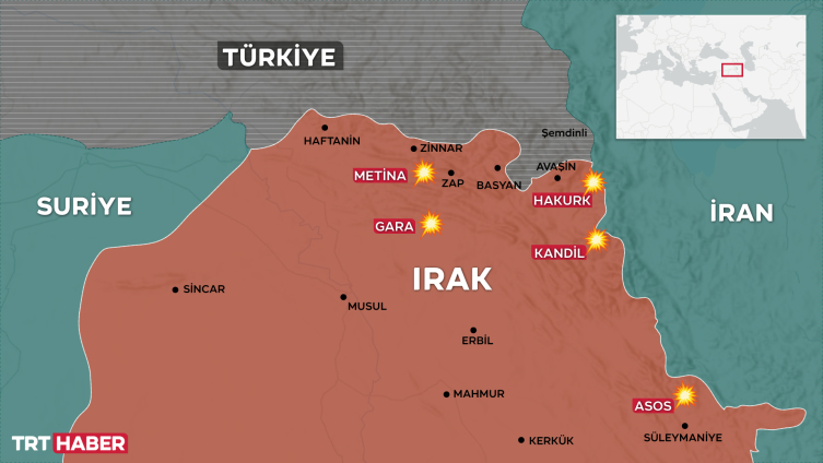 Irak'ın kuzeyinde 22 terör hedefi imha edildi