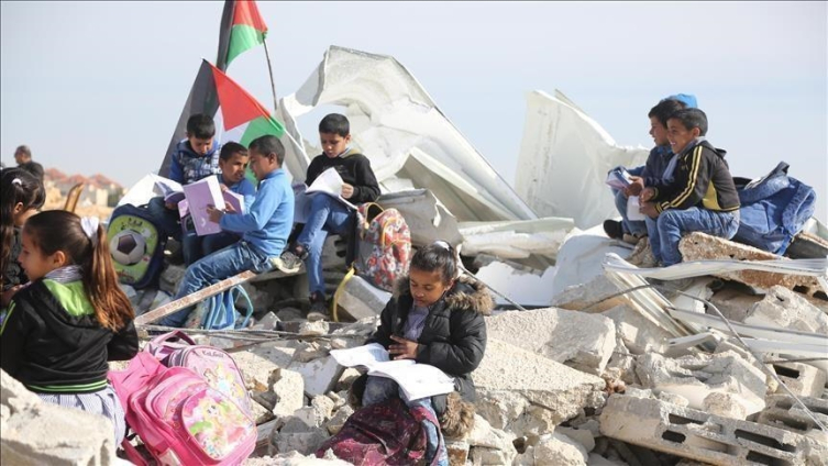 İsrail, Ein Samia Köyü'nde Filistinlilerin eğitim gördüğü okulu da geçtiğimiz yıllarda yıkmıştı. Fotoğraf: AA