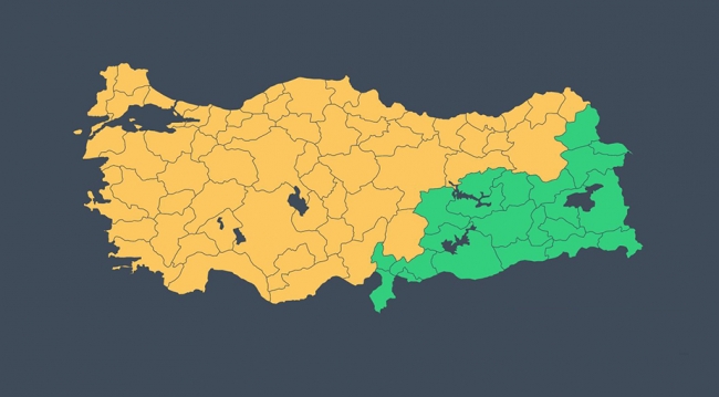 5 Şubat için ülke geneli uyarı durumu. Harita: Meteoroloji Genel Müdürlüğü