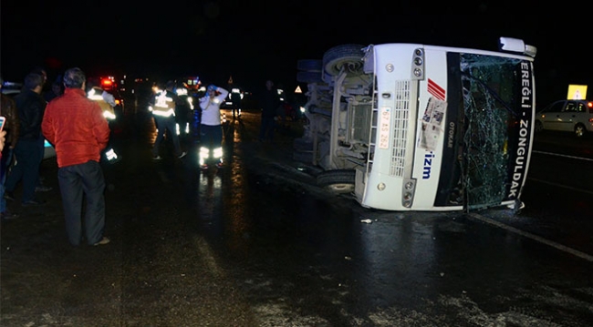 Zonguldak'ta otobüs devrildi: 1 ölü, 28 yaralı