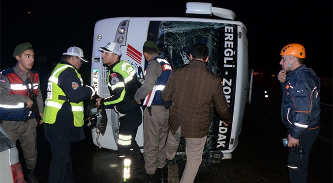 Zonguldak'ta otobüs devrildi: 1 ölü, 28 yaralı